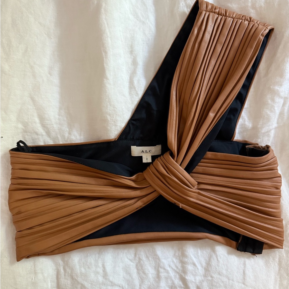 A.L.C. Brown and Black Pleated Top